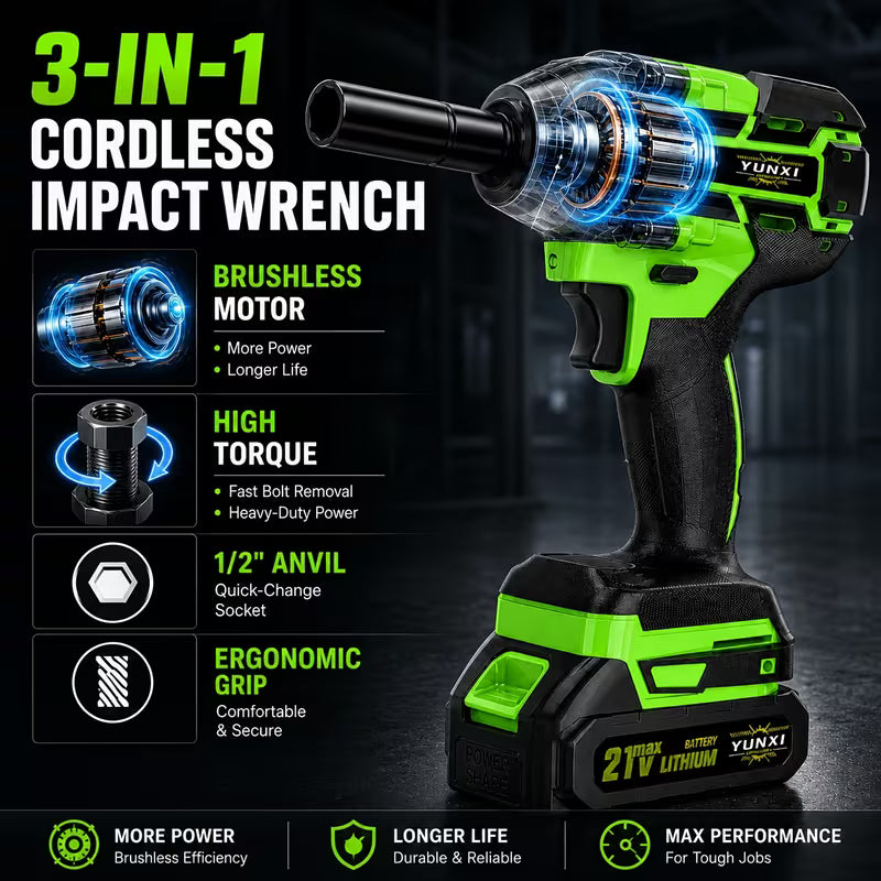 🔩 21V Brushless Impact Wrench & Socket Set