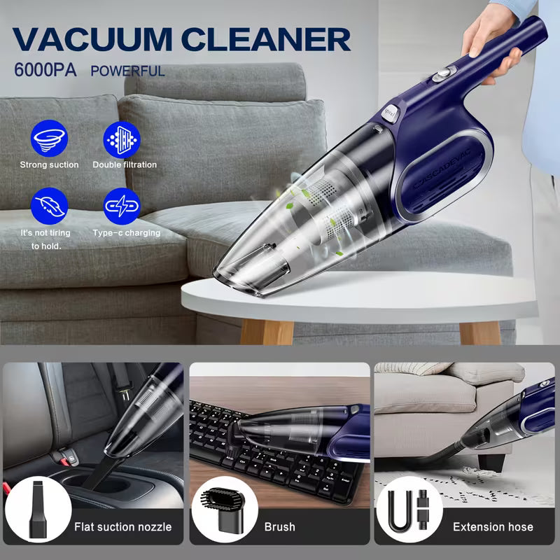 🚗 6000Pa Cascade Portable Vacuum Cleaner 💨