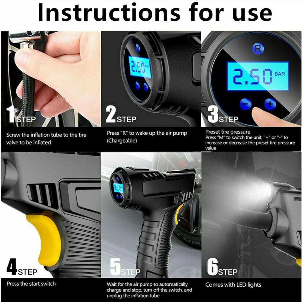 🚗 120W Wireless Car Tire Inflator 💨