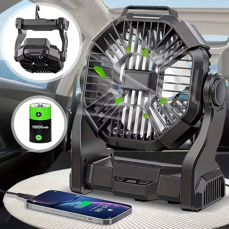🔋 10400mAh Portable Rechargeable Fan with LED Light – Stay Cool Anywhere! 🌬️
