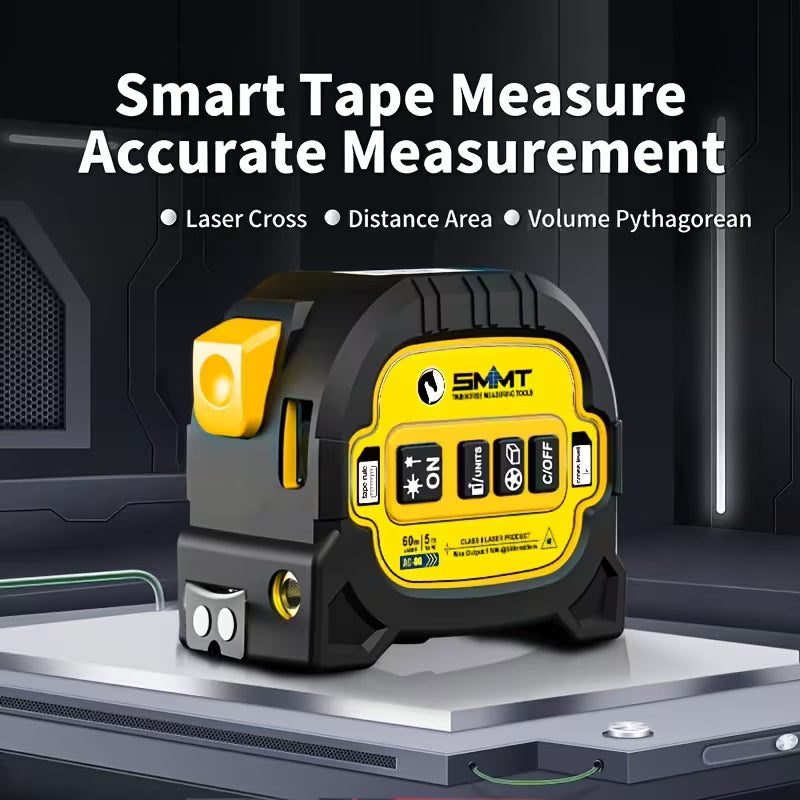 📐 3-in-1 Laser Measuring Tool: 60M Laser Distance Meter & 5M Tape Measure