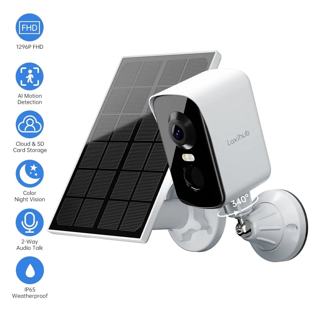 Laxihub 2K Solar Security Camera 🛡️