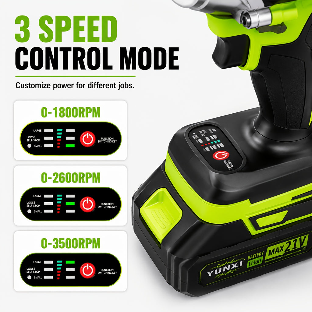 🔩 21V Brushless 3 in 1 Impact Wrench Set (Includes 2 Batteries)